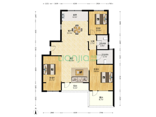 金象泰梧桐墅 3室2厅2卫 140平方