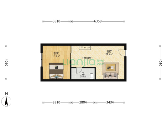 双丰大厦 1室1厅1卫 54平方
