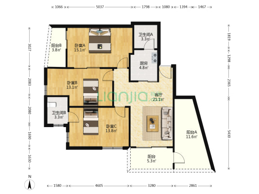 下廓一街 3室1厅2卫 88平方