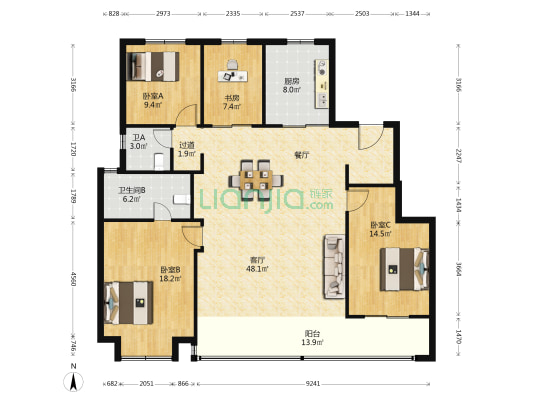 东境润府 4室1厅2卫 164平方