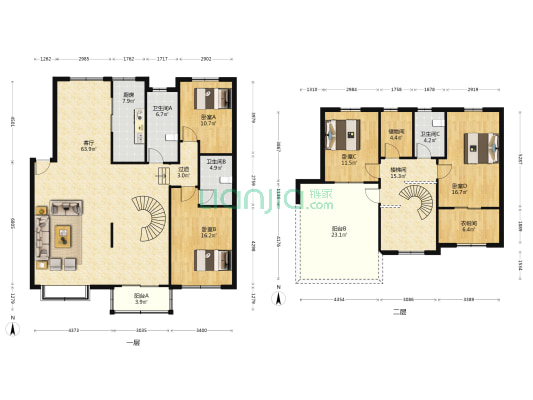 临水公寓 4室1厅3卫 196平方