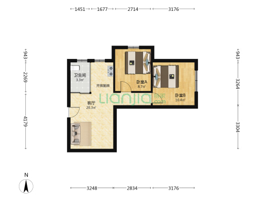 临湖社区 2室1厅1卫 60平方