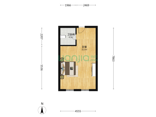 玉海大厦 1室0厅1卫 56平方