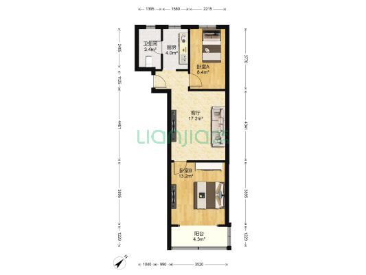 江南新村(普陀) 2室1厅1卫 61平方