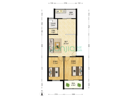 历山东路17 2室1厅1卫 84平方