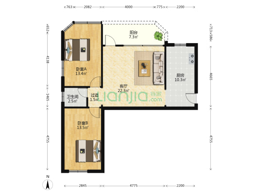 佛山大道北85号 2室1厅1卫 81平方