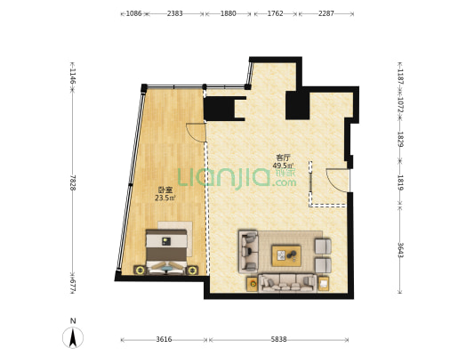 国际创展中心 1室1厅0卫 109平方