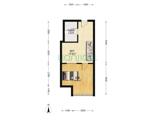 曼巴特写字楼 1室1厅1卫 58平方