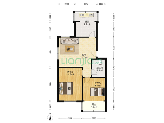 警官培训中心 2室1厅1卫 67平方