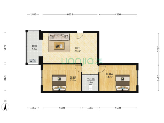 泰来街 2室1厅1卫 82平方