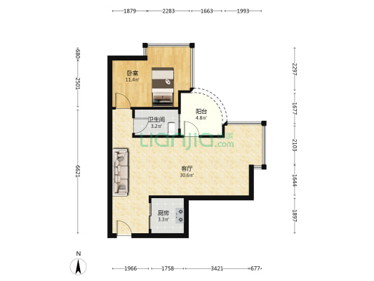 润宇豪庭 1室1厅1卫 60平方