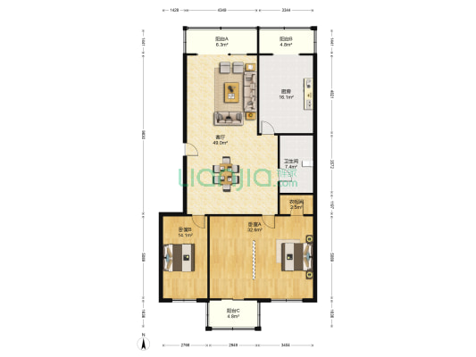 天顺香都 2室1厅1卫 182平方