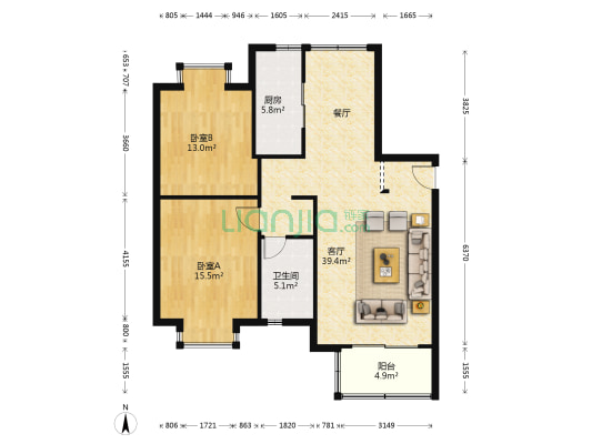 巨峰家苑(巨峰路758弄) 2室1厅1卫 105平方