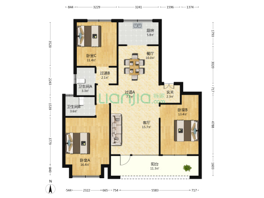 安徒生童话小镇 3室2厅2卫 125平方