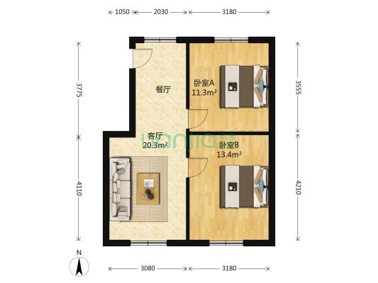 机床厂宿舍 2室1厅0卫 58平方