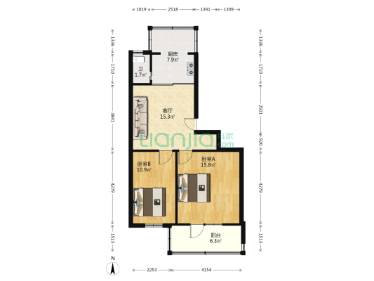 康庄道街 2室1厅1卫 70平方