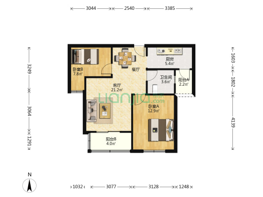 瑞和城玖街区（鲁康路555弄） 2室1厅1卫 78平方