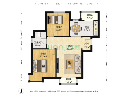 柴楼隆园 2室1厅1卫 93平方