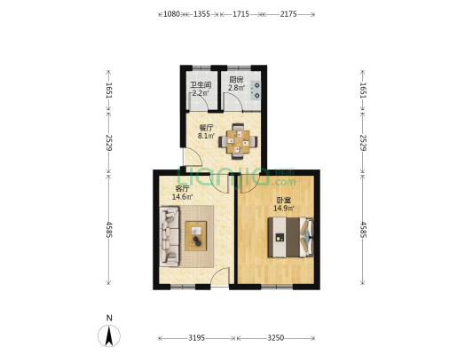 铜盆新村 1室2厅1卫 56平方
