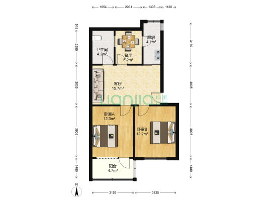 光荣新村 2室2厅1卫 72平方
