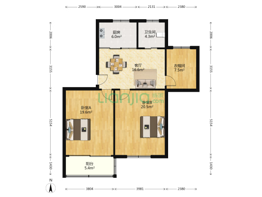 锡州中路 2室1厅1卫 104平方