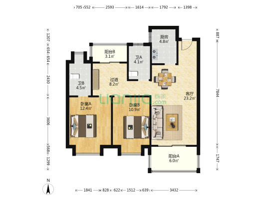 祥源花世界丹桂湾 2室1厅2卫 99平方