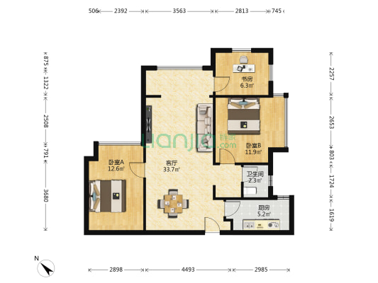 奥园誉府 3室1厅1卫 82平方
