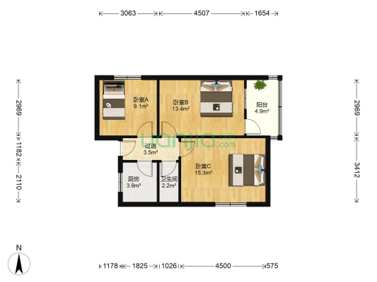 经一路214号 3室0厅1卫 66平方