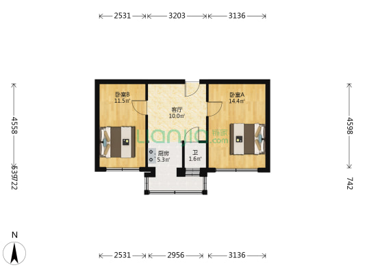 同心路8号 2室1厅1卫 54平方