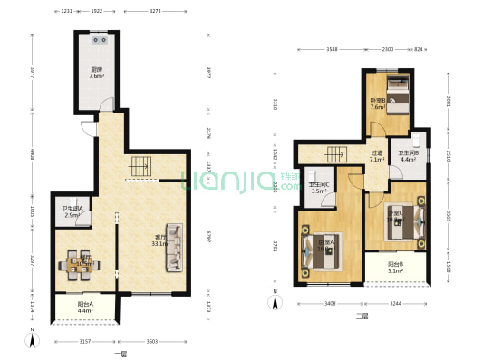金辉壹号院 3室2厅3卫 111平方