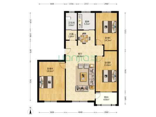 碧水苑 3室1厅1卫 127平方