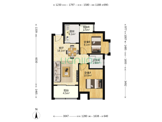 晨曦大地花园一期 2室1厅1卫 60平方