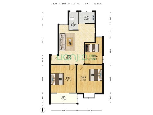 淳新花园  3室1厅1卫 90平方