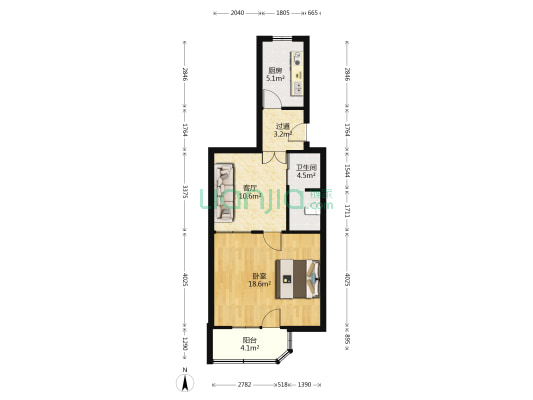 九狮街勤劳巷11号楼 1室1厅1卫 59平方