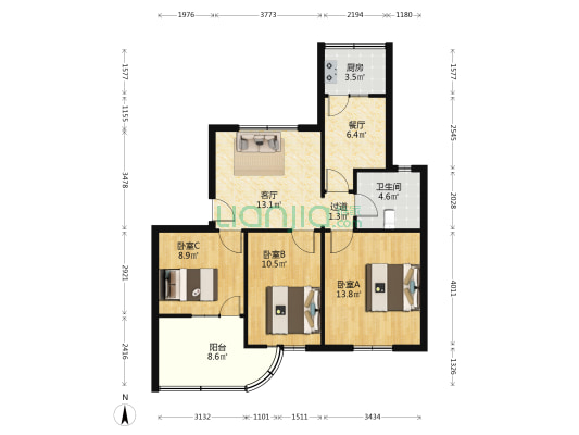 包公西湖南街 3室2厅1卫 84平方