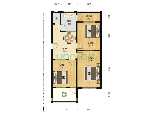 潍坊第一织布厂生活区 3室1厅1卫 79平方