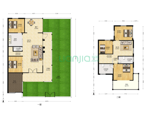 双拼湖滨别墅区 5室3厅3卫 184平方