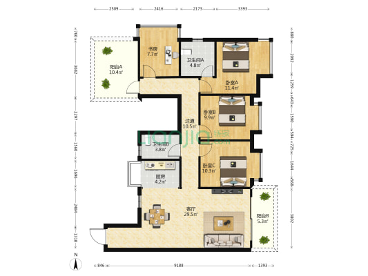 金悦澜湾 4室1厅2卫 121平方