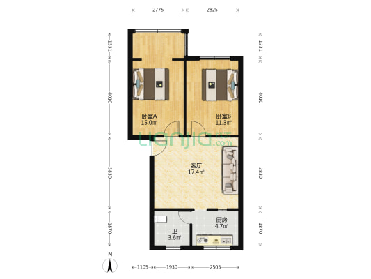 中国水电基础局 2室1厅1卫 64平方