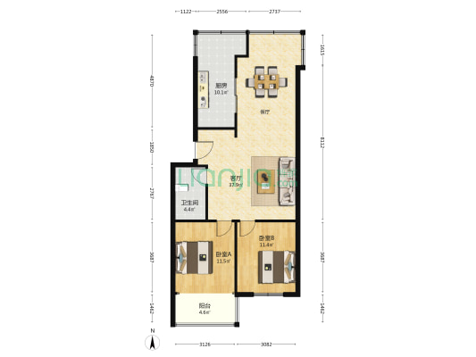 财政楼小区 2室1厅1卫 97平方
