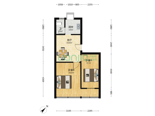 洲头社区 2室1厅1卫 51平方