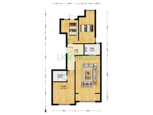 绿地中山华府丁香院 2室0厅1卫 128平方
