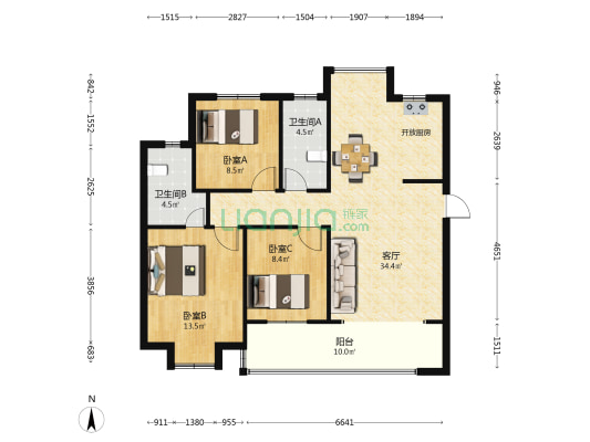 禹洲学苑 3室1厅2卫 113平方