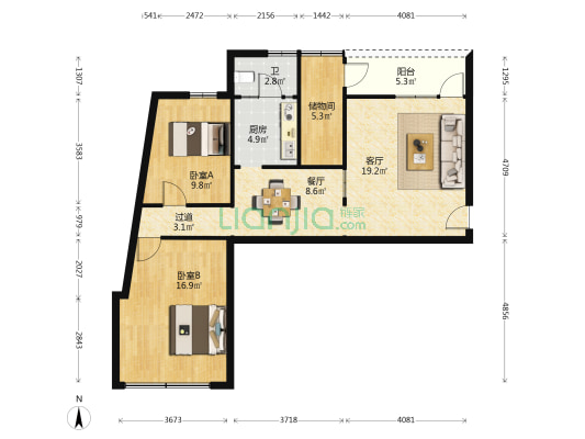佛平路29号 2室2厅1卫 90平方