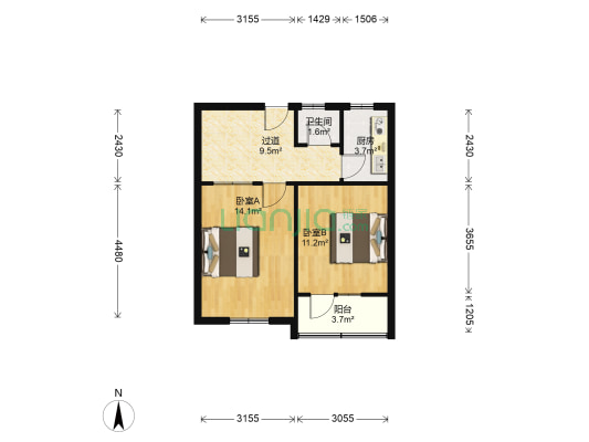 大营盘服务公司宿舍 2室0厅1卫 58平方