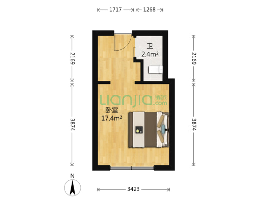 观艺大厦 1室0厅1卫 31平方