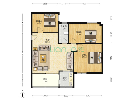 文星综合楼 3室1厅1卫 98平方