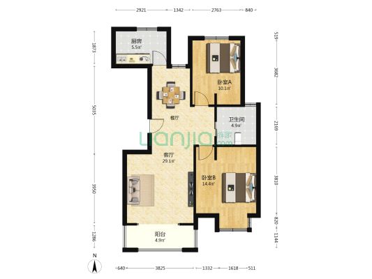 美罗家园罗智苑 2室1厅1卫 92平方