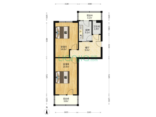 纺织南楼 2室1厅1卫 64平方