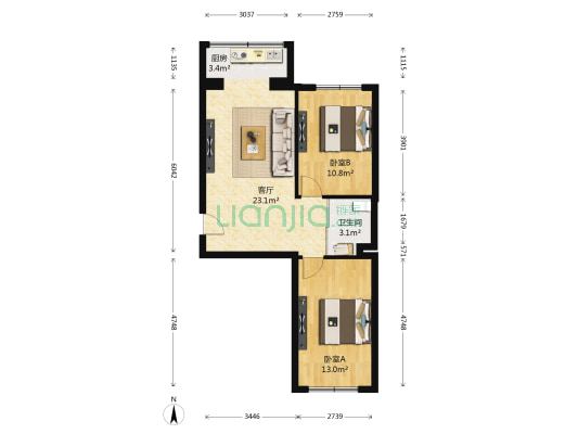 众安雅苑 2室1厅1卫 68平方